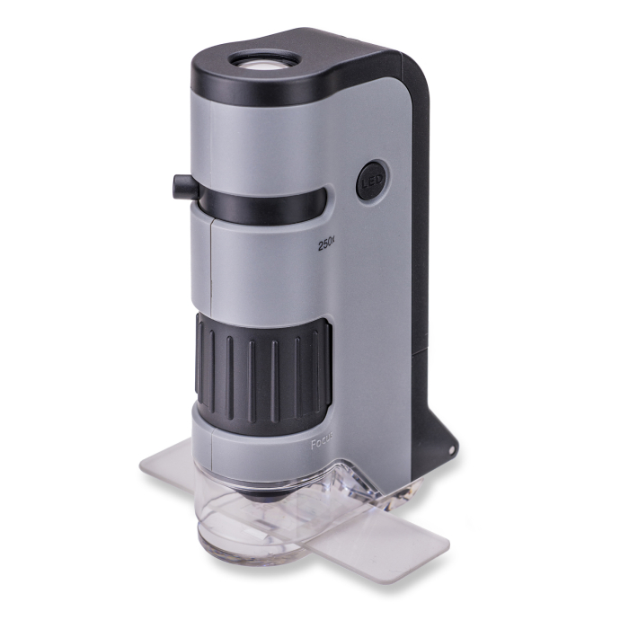 Microscop portabil cu LED si UV, cu adaptor de smartphone, marire 100-250x, MicroFlip [15]