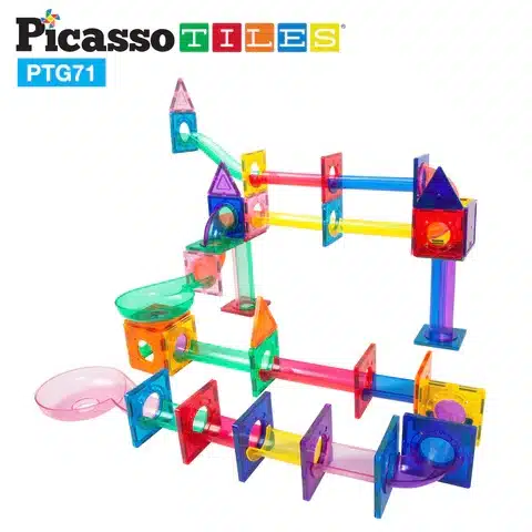PicassoTiles, Traseu magnetic cu bile (Marble Run) 71 de piese [4]