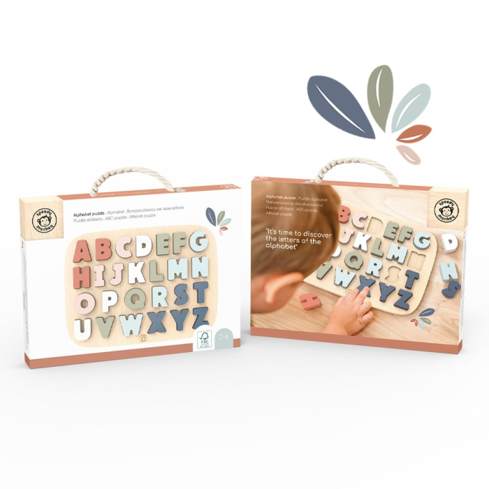 Puzzle Alfabet din lemn, Speedy Monkey [4]