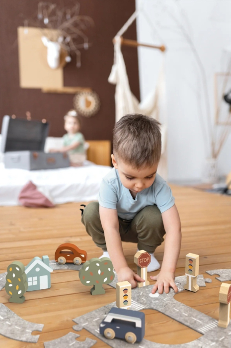 Puzzle cu pista din fetru si masinute, Speedy Monkey [2]