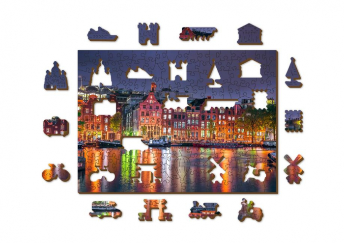 Puzzle din lemn, Amsterdam noaptea, 200 piese [5]