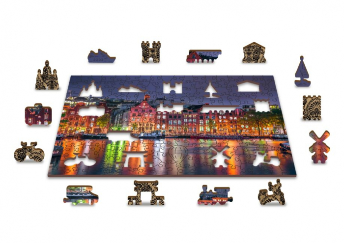 Puzzle din lemn, Amsterdam noaptea, 200 piese [4]