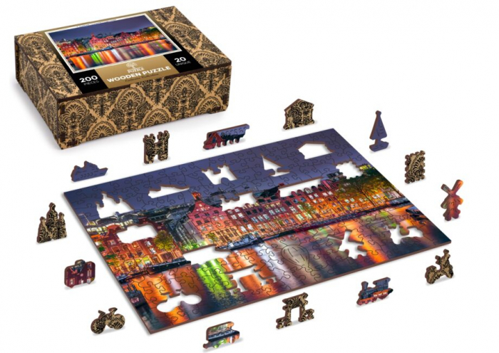 Puzzle din lemn, Amsterdam noaptea, 200 piese [2]