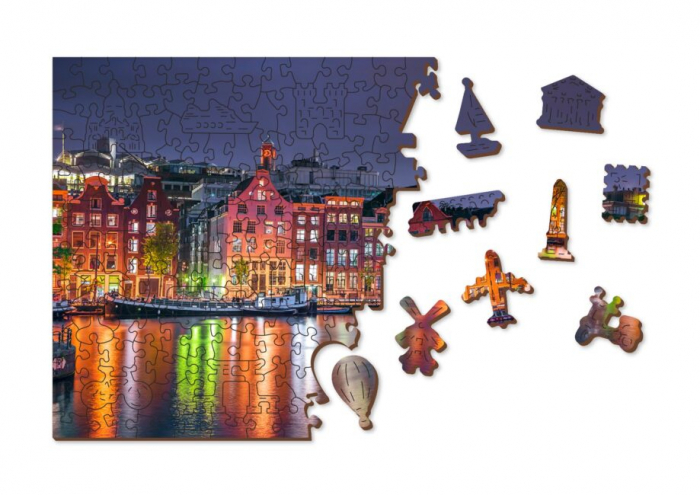 Puzzle din lemn, Amsterdam noaptea, 200 piese [3]