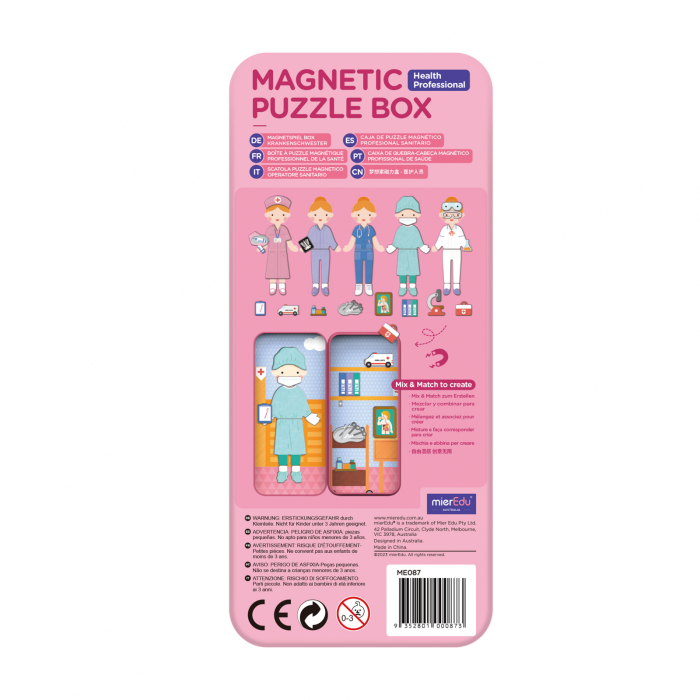 Puzzle magnetic in cutie metalica, joc de potrivire si asociere - Doctor [3]