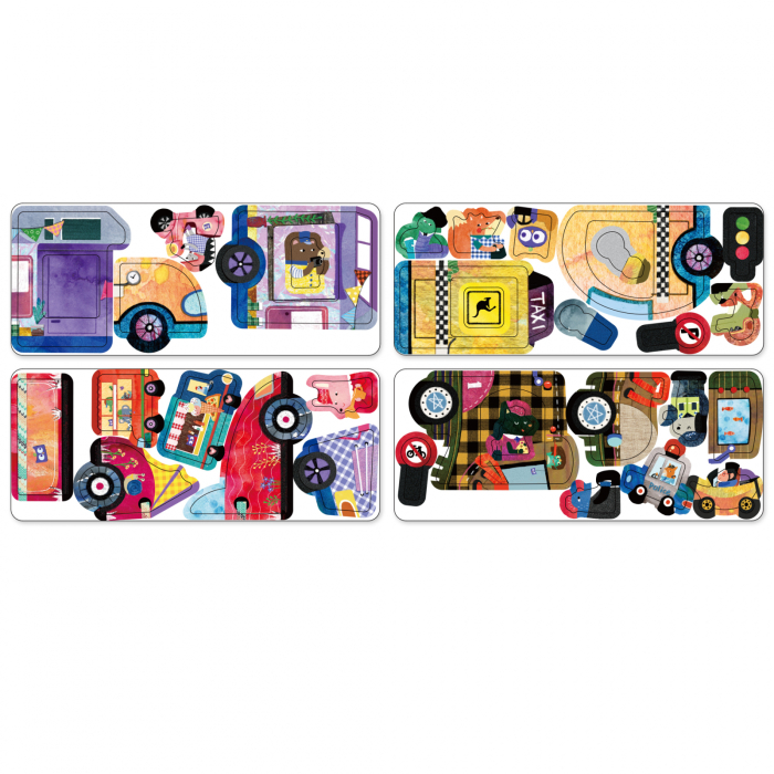 Puzzle magnetic in cutie metalica, joc de potrivire si asociere - Masini [7]