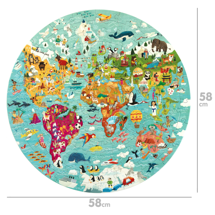 Puzzle rotund, 150 piese, Boppi - Harta Lumii [3]