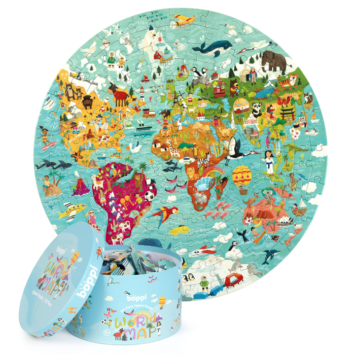 Puzzle rotund, 150 piese, Boppi - Harta Lumii [4]