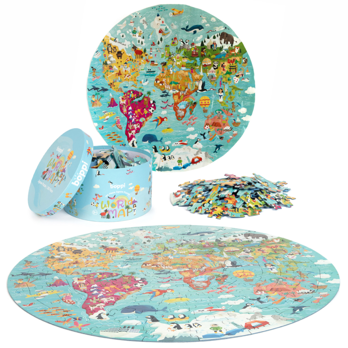 Puzzle rotund, 150 piese, Boppi - Harta Lumii [2]