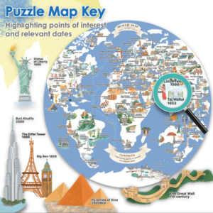 Puzzle rotund -  Harta Ilustrata a Lumii, 1000 de piese, Boppi [4]