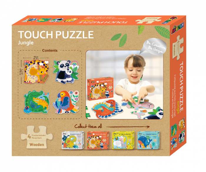 Puzzle tactil din lemn - Jungla [4]