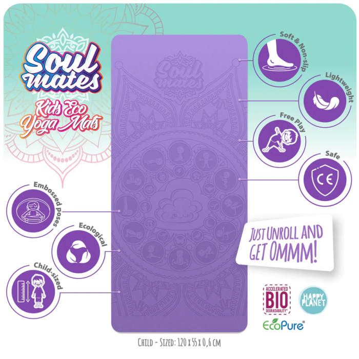Saltea Yoga pentru copii, ecologica - Cloud, mov [3]