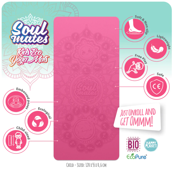 Saltea Yoga pentru copii, ecologica - Sun and Moon, roz [3]