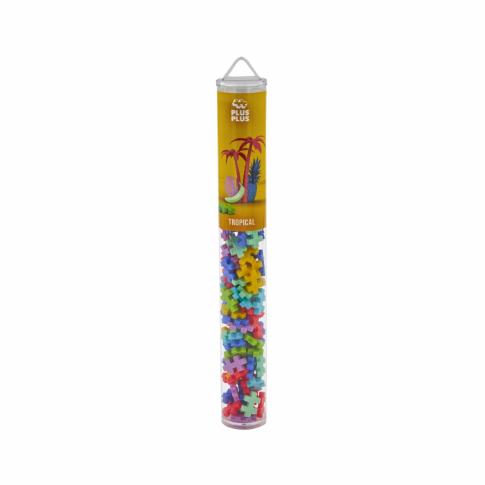 Set constructie Plus-Plus, tub 100 piese, Tropical Mix, culori tropicale [1]