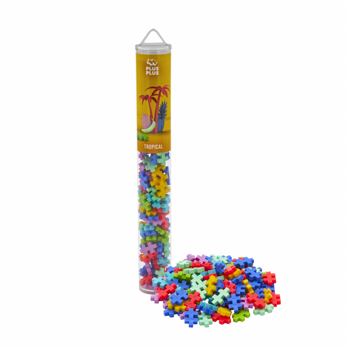 Set constructie Plus-Plus, tub 100 piese, Tropical Mix, culori tropicale [2]