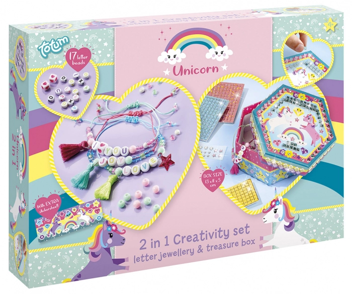Set creativ 2 in 1, Bratari si cutie de bijuterii cu unicorni Totum [1]
