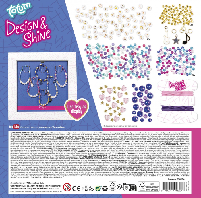 Set creativ DYI Bratari cu sclipici, Design and shine, Totum [3]