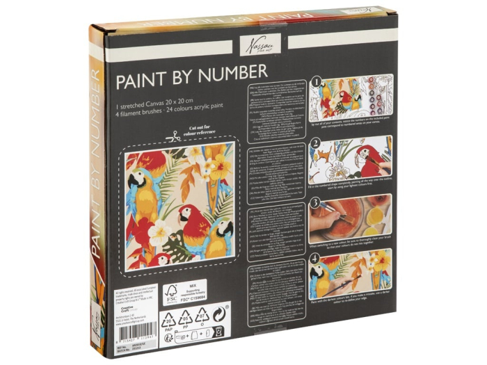 Set creativ, Pictura pe numere, canvas, Papagali, Fine Art, Nassau [2]
