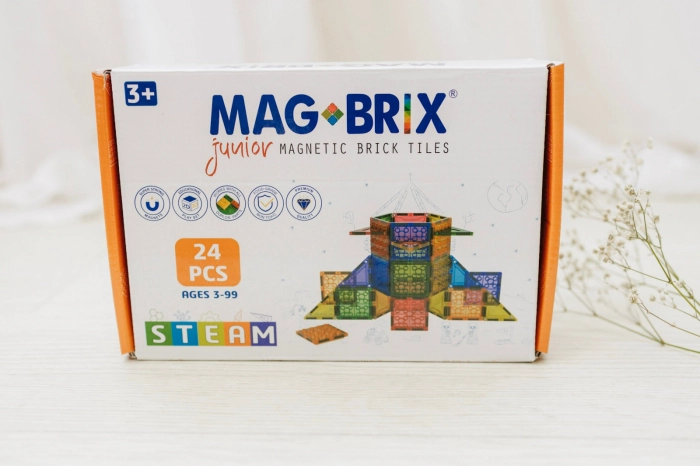 Set magnetic Magbrix Junior 24 piese patrate - compatibil cu caramizi de constructie tip Lego Duplo® [3]