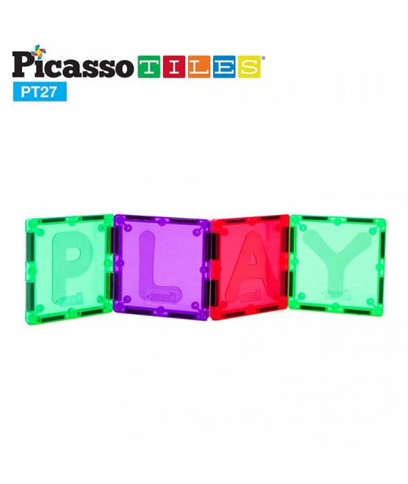 Set Magnetic Picasso Tiles Alfabet - 27 Piese Magnetice de Construcție Colorate [2]