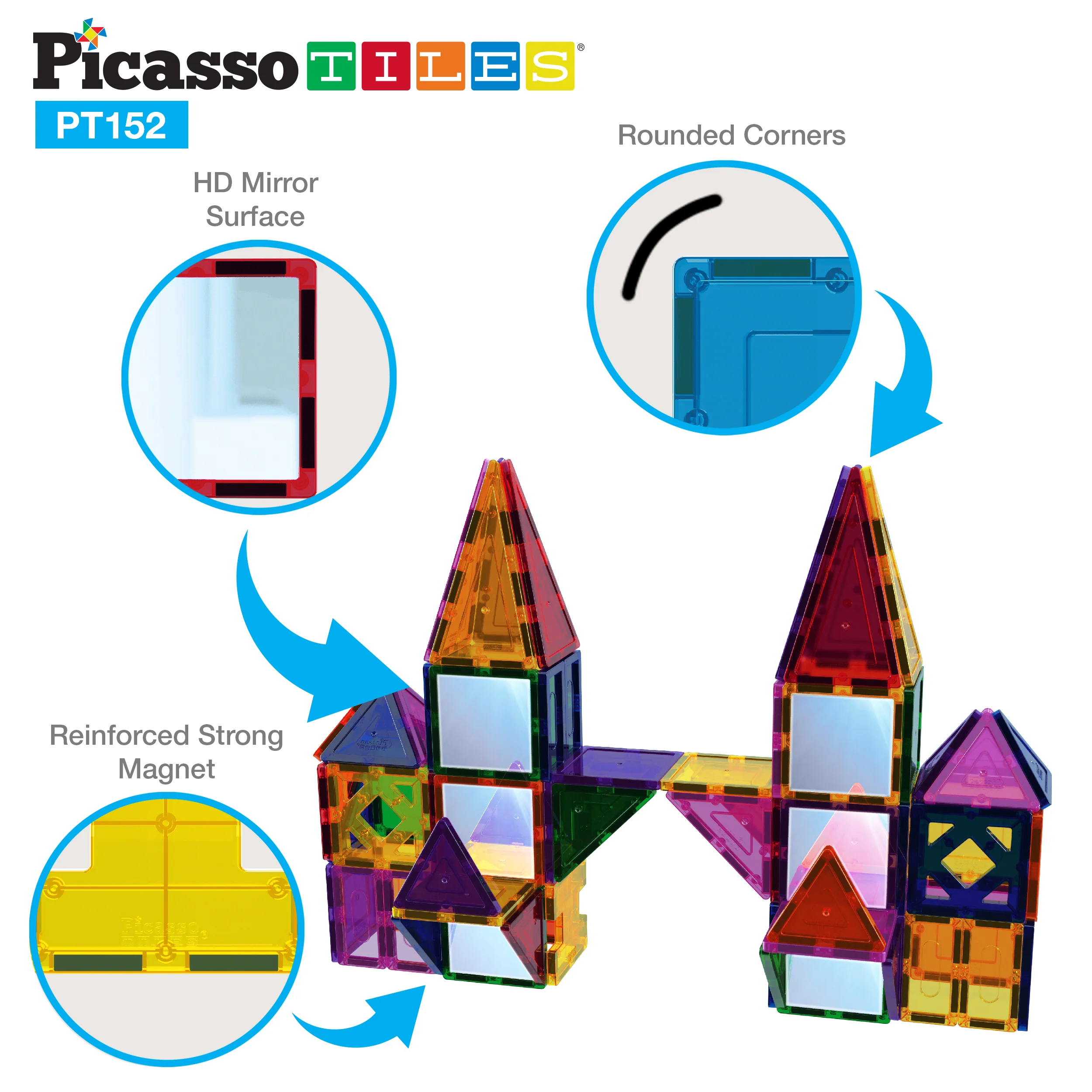 Set PicassoTiles 152 Piese Magnetice De Construcție [2]