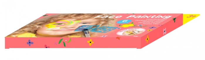 Trusa make-up pictura fata cu sabloane incluse - sase culori non-alergice - flori si fluturi [6]