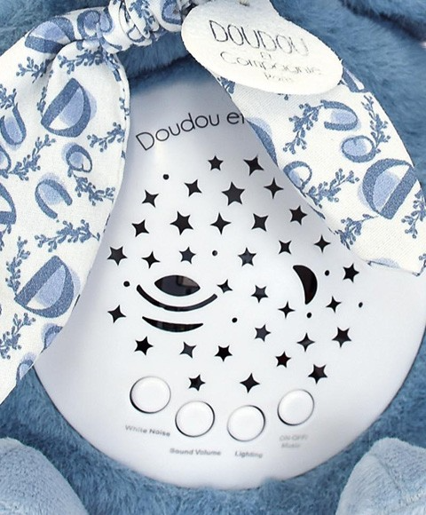 Veioza muzicala cu proiectie, iepuras pufos, 19 cm, albastru [2]