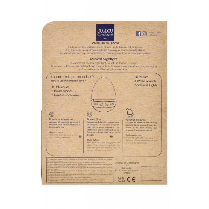 Veioza muzicala iepuras pufos, 16 cm, albastru [3]