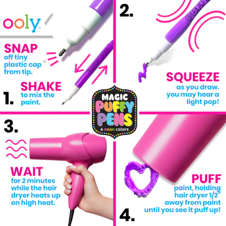 Carioci magice cu efect 3D, Puffy Pens, [3]