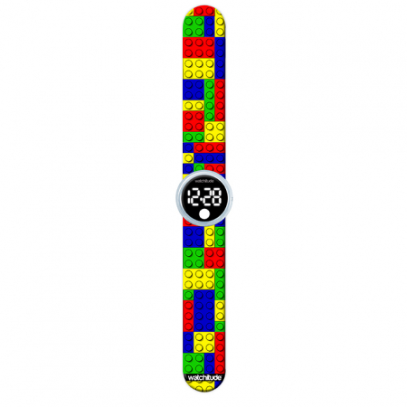 Ceas digital pentru copii model lego, cu bratara recolorabila, din silicon slap-on [3]
