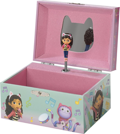 Noutati - Cutie muzicala pentru bijuterii cu figurina Gabby Dollhouse si oglinda