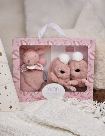 Iepuras Doudou® - Set Botosei și Jucărie de Pluș, Roz [3]