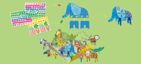 Joc creativ Stick'N'Play cu scene 3D si stickere repozitionabile - Animale Safari [2]