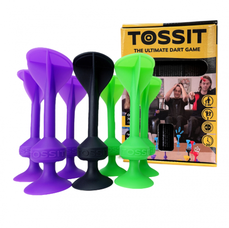 Noutati - Joc de Darts cu Ventuze, Tossit, set de 7, mov-verde