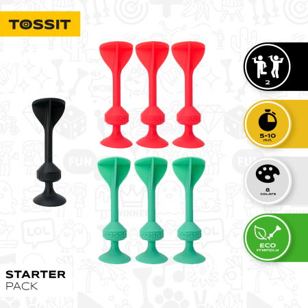 Joc de Darts cu Ventuze, Tossit, set de 7, rosu-turcoaz [1]