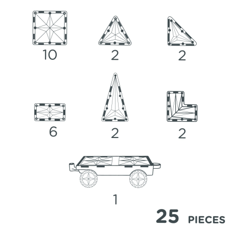 Joc magnetic de construit cu set de roti 25 piese, Cleverclixx [3]