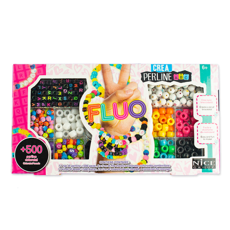 Noutati - Kit creativ DIY - coliere și brățări cu mărgele fluorescente, 500 piese, Perline ABC