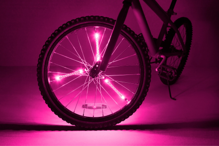 Lumini tubulare LED pentru roți bicicletă, SpinBrightz, roz [1]