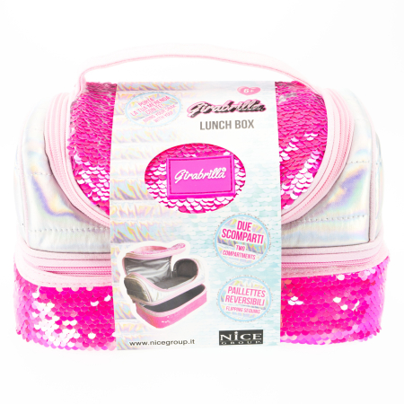 Reduceri - Lunch box Girabrilla – cutie termică matlasată cu paiete reversibile și interior impermeabil