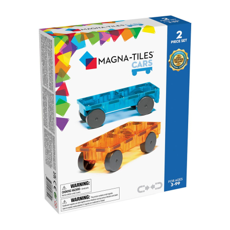 Magnetice - MAGNA-TILES Extensie, 2 masinute Albastru si Portocaliu