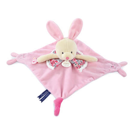 Reduceri - Marioneta Doudou® - iepuras de plus cu paturica, 30 cm, roz
