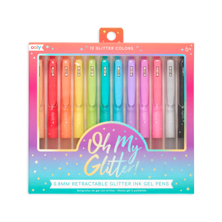 Noutati - Pixuri retractabile cu gel si sclipici, Oh My Glitter!, set 12 culori