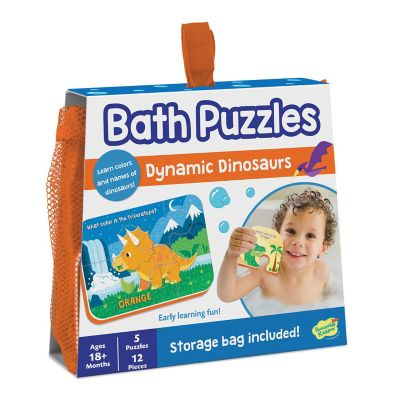 Jocuri educative - Puzzle de baie pentru bebeluși, cu piese mari de spumă, dinozaurii rapizi - Dinosaur Bath Puzzle