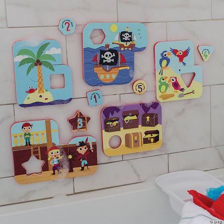 Puzzle de baie pentru bebeluși, cu piese mari de spumă, cu pirați - Playful Pirates Bath Puzzle [1]