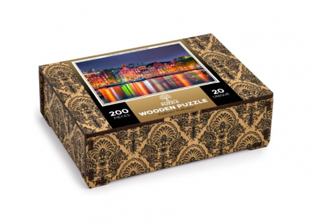 Jocuri educative - Puzzle din lemn, Amsterdam noaptea, 200 piese
