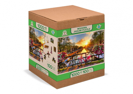 8+ - Puzzle din lemn, Bicicletele din Amsterdam, 1010 piese