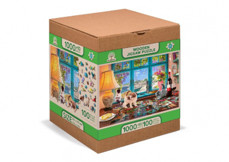 8+ - Puzzle din lemn, Biroul pisicutelor, 1010 piese