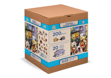 8+ - Puzzle din lemn, Catelusi in Paris, 200 piese