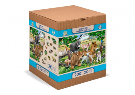8+ - Puzzle din lemn, Cresa animalelor, 200 piese