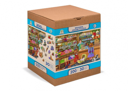 8+ - Puzzle din lemn, Magazinul de bomboane, 200 piese
